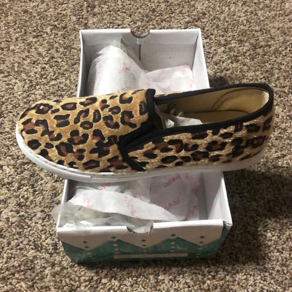 Leopard Slip-On Sneakers - Faux Hair - 7.5 Womens